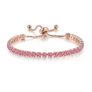 Tennis Chain Rhinestone Beads Adjustable Bracelet