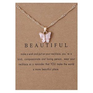 Colorful Butterfly Pendant Necklace for Women