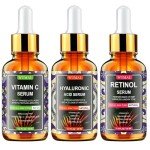 3 Pack Face Serum Set: Vitamin C, Retinol, Hyaluronic Acid