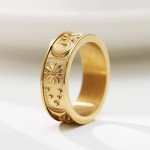 Boho Sun and Moon Stainless Steel Ring