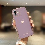 Teageo Compatible with iPhone 11 Case for Women Girl Cute Love-Heart Luxury Bling Plating Soft Back Cover Raised Full Camera Protection Bumper Silicone Shockproof Phone Case for iPhone 11, Lavender