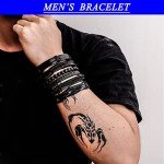 6 Black Braided Leather Bracelets for All