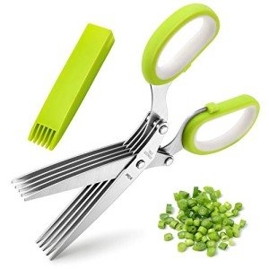 5-Blade Herb Scissors with Cleaning Comb Cover