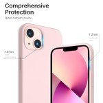 ORNARTO Compatible with iPhone 13 Case 6.1, Slim Liquid Silicone 3 Layers Full Covered Soft Gel Rubber Case Cover 6.1 inch-Chalk Pink