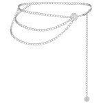 Layered Silver Metal Chain Belt for Women
