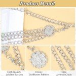 Layered Silver Metal Chain Belt for Women