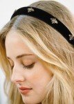 Black Velvet Pearl Headband for Women