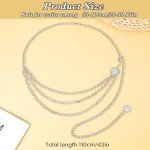 Layered Silver Metal Chain Belt for Women