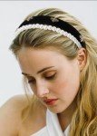 Black Velvet Pearl Headband for Women