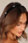 Black Velvet Pearl Headband for Women