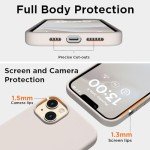 COFFKER for iPhone 13 Phone Case with [2X Screen Protectors], Liquid Silicone Shockproof Protective with Soft Anti-Scratch Microfiber Lining Slim Thin Case for iPhone 13 6.1 inch, Stone