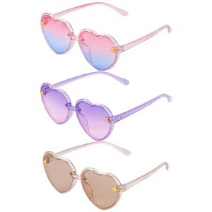 3 Pack Heart Shaped Sunglasses for Kids