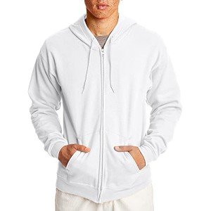 Hanes Men's Eco-Smart Zip Hoodie - White, Medium