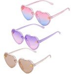 3 Pack Heart Shaped Sunglasses for Kids