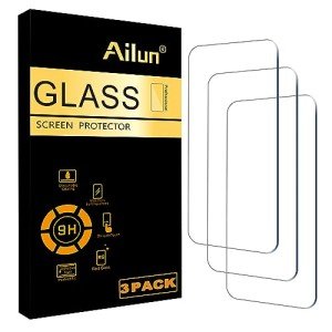 Ailun Glass Screen Protector for iPhone 16 / iPhone 15 / iPhone 15 Pro [6.1 Inch] Display 3 Pack Tempered Glass, Dynamic Island Compatible, Case Friendly [Not for iPhone 16 Pro 6.3 Inch]