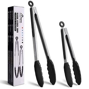 Stainless Steel Locking Kitchen Tongs Set of 2