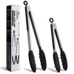 Stainless Steel Locking Kitchen Tongs Set of 2