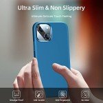 Dssairo [5 in 1 Designed for iPhone 13 Case, with 2 Pack Screen Protector + 2 Pack Camera Lens Protector, Liquid Silicone Ultra Slim Shockproof Protective Phone Case [Microfiber Lining] 6.1 (Blue)