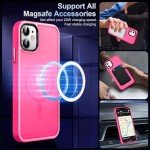 MOCCA Strong Magnetic for iPhone 11 Phone Case,[Compatible with Magsafe][Glass Screen Protector+Camera Lens Protector] Slim Thin Shockproof Cover Case for iPhone 11 6.1 inch, Hot Pink