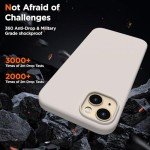 COFFKER for iPhone 13 Phone Case with [2X Screen Protectors], Liquid Silicone Shockproof Protective with Soft Anti-Scratch Microfiber Lining Slim Thin Case for iPhone 13 6.1 inch, Stone