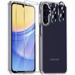 Wiaocit 5 in 1 Cover for Samsung Galaxy A15 5G Case with 2 Pack Tempered Glass Screen Protector+2 Pack Camera Lens Protector, Slim Thin Shockproof Phone Case Accessories for Galaxy A15 5G, Clear