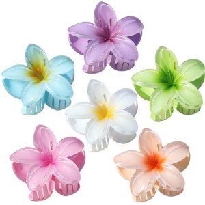 Hawaiian Plumeria Hair Clips - 6 Pack