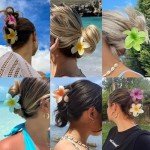 Hawaiian Plumeria Hair Clips - 6 Pack