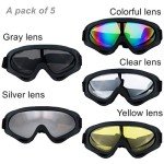 Adjustable Anti-UV ATV Motorcycle Goggles Set of 5