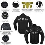 Men's Waterproof Armored Biker Jacket - Black XL