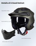 Midnight Green 3/4 Open Face ATV Helmet