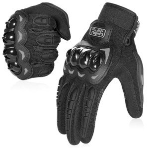 Full Finger Touchscreen ATV Motorcycle Gloves - Black