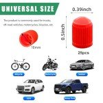 25 PCS Dustproof Valve Stem Caps - Red