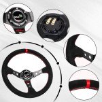 RASTP Universal Racing Suede Deep Dish Steering Wheel