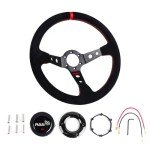 RASTP Universal Racing Suede Deep Dish Steering Wheel