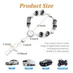 Black Car Rosary Rearview Mirror Pendant Accessory