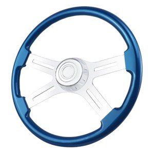 18" Blue Solid Wood Truck Steering Wheel