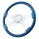 18" Blue Solid Wood Truck Steering Wheel