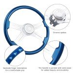18" Blue Solid Wood Truck Steering Wheel
