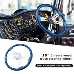18" Blue Solid Wood Truck Steering Wheel