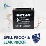 YTX14-BS Battery - Motorcycle Battery, ATV Battery 12V 12AH, UTV, 4 Wheeler, Snowmobile, Powersports Batteries - Compatible with Honda Rancher 350, Buell Blast, Yamaha - Sealed Lead Acid 12 Volt AGM