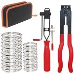 CV Joint Boot Clamp Pliers ATV CV Axle Boot Clamp Pliers Tool kit With CV Boot Band Pliers & 20pcs Crimp Bands-Ear for Most Car