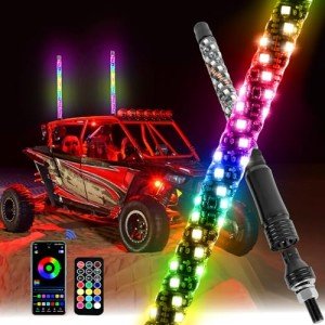 RGB LED Whip Lights with Remote Control - 2 Pack