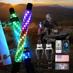 2PCS RGB LED Whip Lights with App Control