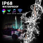 RGB LED Whip Lights with Remote Control - 2 Pack