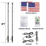LED Whip Lights with Remote - 2PCS 3FT Set