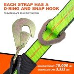 Mimanchi Axle V-Bridle Strap 2" x 4',1 Pack, Heavy Duty Recovery Tow Strap w/Snap Hooks,Cordura Sleeve,D Ring Middle,for Car Hauler,Rollback,and Flat Bed,Tow Truck
