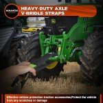 Mimanchi Axle V-Bridle Strap 2" x 4',1 Pack, Heavy Duty Recovery Tow Strap w/Snap Hooks,Cordura Sleeve,D Ring Middle,for Car Hauler,Rollback,and Flat Bed,Tow Truck