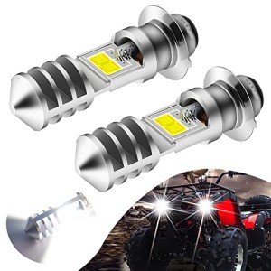 Vooda H6M LED Bulb AC/DC 12-48V P15D LED Bulb Hi-Lo Beam White 6000K LED Motorcycle Bulb for Yamaha ATV YFZ YFM Raptor Grizzly Kodiak Motorbike Tractor Scooter-2 Pack(Silver Shell)