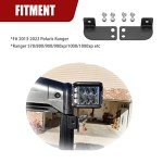Rear Roof Pillar Roll Cage Bar Reverse LED Light Pod Mounting Brackets Compatible with Polaris Ranger Full Size 2013-2024