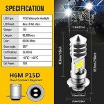 Vooda H6M LED Bulb AC/DC 12-48V P15D LED Bulb Hi-Lo Beam White 6000K LED Motorcycle Bulb for Yamaha ATV YFZ YFM Raptor Grizzly Kodiak Motorbike Tractor Scooter-2 Pack(Silver Shell)
